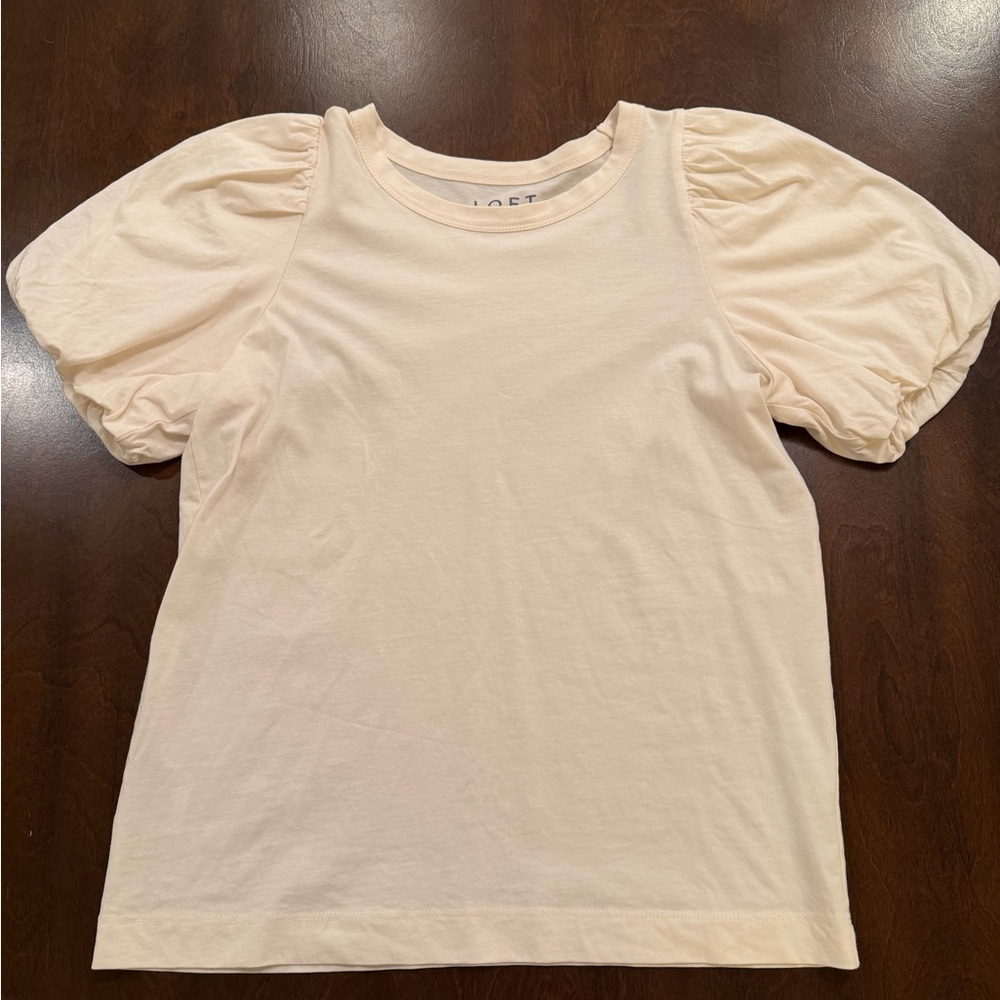 LOFT Soft Cream Puff Sleeve Shirt